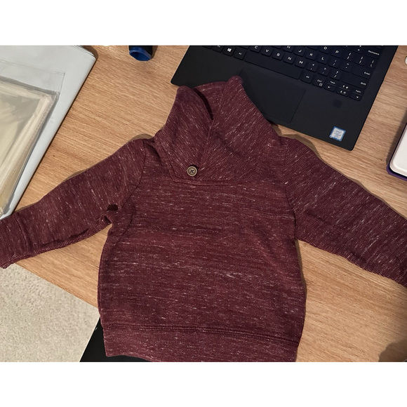 Old Navy Sweater Little Boy Shawl Collar Heather Maroon - 2T - Picture 1 of 8
